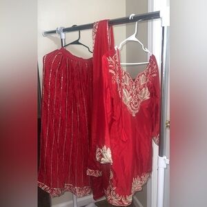 Red and Gold Embroidered Traditional Outfit